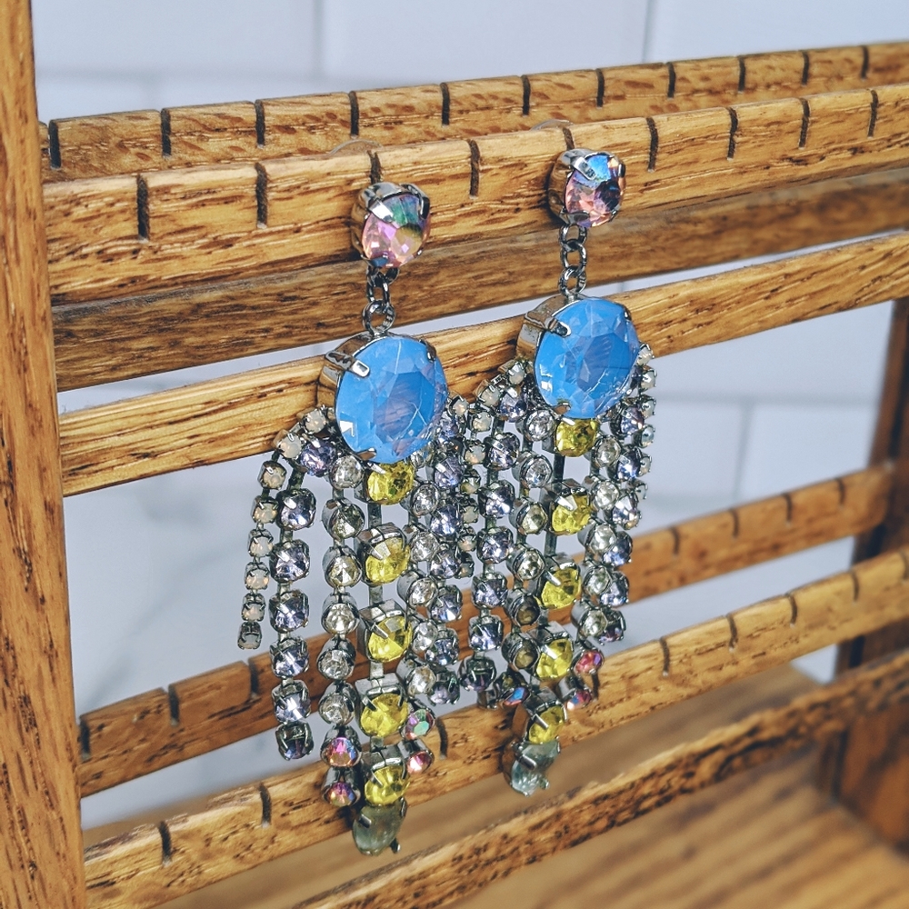Express Multi Colored Crystal Dangling Earrings - image 1